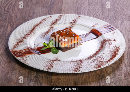 Caramel Brownie Kuchen Karamell Stockfoto