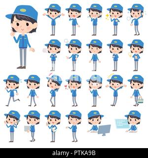 Eine Reihe von Frauen mit, die verschiedenen Emotionen. Es sind Maßnahmen zu Arbeitsplätzen und Personal Computer. Es ist Vektor Kunst so ist es einfach, Stock Vektor