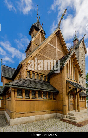 Karpacz, Niederschlesien, Polen. Stabkirche Vang, ursprünglich 12 Prozent. im südlichen Norwegen. Stockfoto