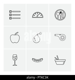 Ernährung, Gesundheit, nutrious , Symbol, Vector, Design, flach, Sammlung, Stil, kreative, Icons, coffeem, Früchte, Birne, Zwischenablage, Bell, f Stock Vektor