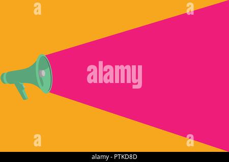 Flaches Design business Vector Illustration Konzept leere Raum modernen abstrakten Hintergrund geometrische Element. Halbton Megaphon Lautsprecher mit Vo Stock Vektor