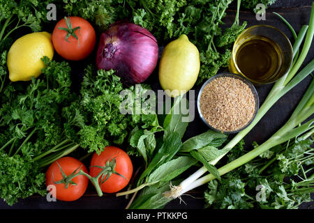 Zutaten für Tabbouleh Stockfoto
