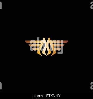 Buchstabe M Flügel luxus Logo Design Konzept Vorlage Stock Vektor
