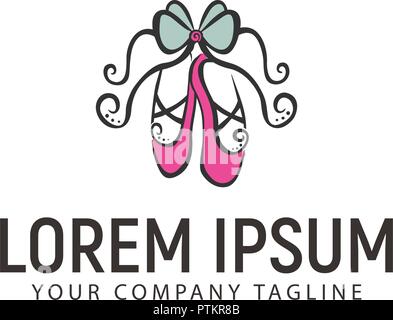 Ballett Schuhe Hand gezeichnet Logo Design Konzept Vorlage Stock Vektor