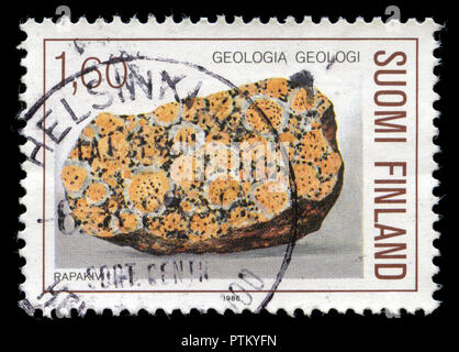 Poststempel Stempel aus Finnland in die Geologie in der Serie 1986 Stockfoto