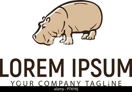 Hippotamus Hand gezeichnet Logo Design Konzept Vorlage Stock Vektor