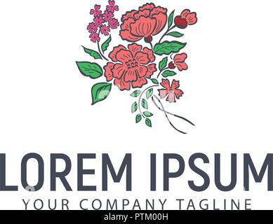 Blume Hand gezeichnet Logo. Hochzeit Design Konzept Vorlage Stock Vektor