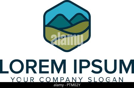 Moderne Mountain Meadow Logo Design Konzept Vorlage Stock Vektor