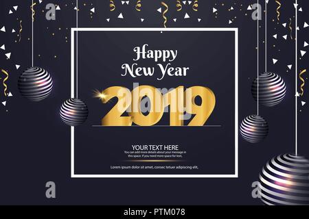 Frohes Neues Jahr 2019 Verkauf Abstract Vector Hintergrund Template Design Stock Vektor