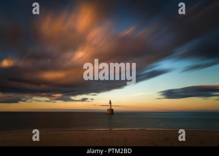 Rattray Head Leuchtturm im Abendlicht, Ostküste Schottlands Stockfoto