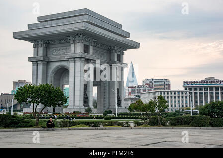 Triumphbogen in Pjöngjang in Nordkorea. Stockfoto