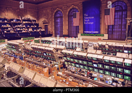Das Parkett der amerikanischen Börse NASDAQ nun in den 1990er Jahren Stockfoto