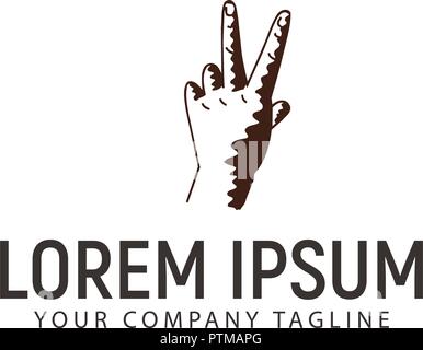 Frieden Hand Finger Logo Design Konzept Vorlage Stock Vektor