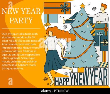 Vector Illustration Konzept des Neuen Jahres Party. Kreative flaches Design für Web Banner, Marketing Material Stock Vektor