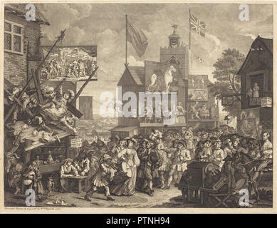 Southwark Fair. Stand: 1733/1734. Medium: Radierung und Gravur. Museum: Nationalgalerie, Washington DC. Autor: William Hogarth. Stockfoto