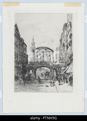 Temple Bar. Artist: Alfred-Louis Brunet-Debaines (Französisch, Le Havre 1845-1939 Hyères). Maße: Blatt: 9 3/4 x 7 3/16 in. (24,7 × 18,3 cm) Platte: 8 3/8 x 6 in. (21,2 × 15,2 cm). Datum: 1877. Museum: Metropolitan Museum of Art, New York, USA. Stockfoto