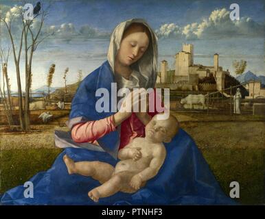 Madonna auf die Wiese. Öl auf Leinwand, Holz, 1505 übertragen. 67,3 x 86,4 cm. Museum: National Gallery. Autor: BELLINI, Giovanni. GIOVANNI BELLINI. Stockfoto