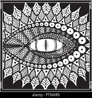 drachen oder Schlangenauge. Schwarz und weiß. vektor. Stock Vektor