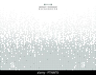 Zusammenfassung der futuristische Technologie in Dunkelgrau quadratischen Muster pixel Hintergrund. Vector EPS 10. Stock Vektor
