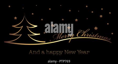 Golden glänzenden Frohe Weihnachten und Neujahr Grußkarte Stock Vektor