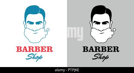 Mann rasieren. Rasiermesser und Rasierschaum. Barbershop Emblem Stock Vektor