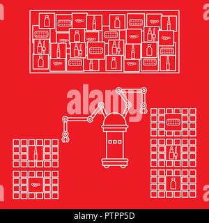 Intelligente automatische Roboter sortieren von Drogen. Austausch des Menschen mit Robotern Mechanismen. Die Entwicklung der künstlichen Intelligenz. Stock Vektor