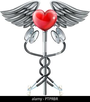 Herz Caduceus Stethoskop Medical Symbol Konzept Stock Vektor