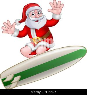 Weihnachten Weihnachtsmann surfen Cartoon Stock Vektor