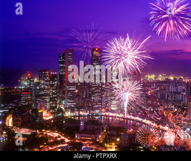 1996 historische MARINA DISTRICT SKYLINE SINGAPUR Stockfoto