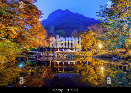 Baekyangsa Naejangsan Tempels im Herbst, Park in Südkorea. Stockfoto