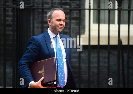 Premierminister Theresa May Stabschef Gavin Barwell in der Downing Street in London. Stockfoto