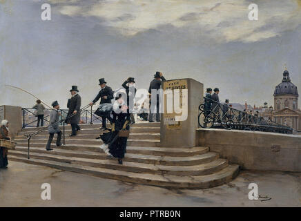 Beraud Jean - einem windigen Tag auf der Pont des Arts Stockfoto