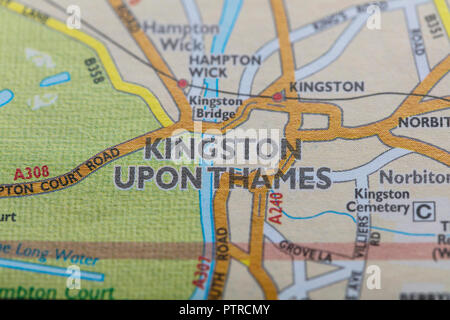 London Borough von Kingston Upon Thames Lageplan Stockfoto