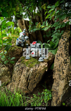 lego STAR Wars Fahrzeuge sitzen in einer natürlichen Situation. Stockfoto