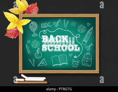Zurück zu Schule Kreidetafel Vektor realistische Abbildung Stock Vektor