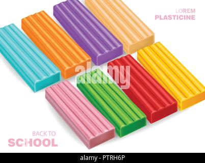 Plastilin Vektor realistisch. Bunte Ton material. zurück zu Schule Konzept Vector Illustration Stock Vektor