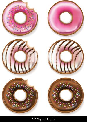 Donuts Vektor realistisch. 3d Detaillierte desserts Abbildung Stock Vektor
