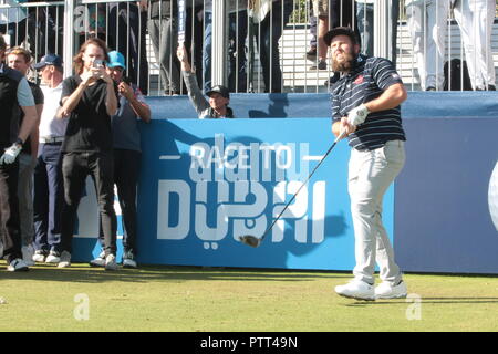 Walton Heath Golf Club, 10. Oktober, 2018. Englands Andrew Rindfleisch Johnson Antriebe auf der ersten Am Pro-Am während der SkySports British Masters Golf Meisterschaft durch Justin Rose Quelle: Motofoto/Alamy Leben Nachrichten gehostet Stockfoto