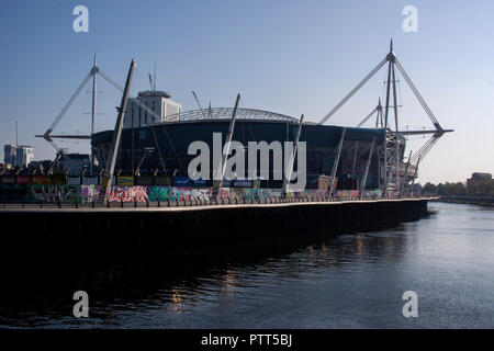 Cardiff, Wales. 10. Oktober, 2018. "Das Fürstentum Wales Stadion vor der bevorstehenden Länderspiel gegen Spanien. Quelle: Lewis Mitchell/Alamy leben Nachrichten Stockfoto