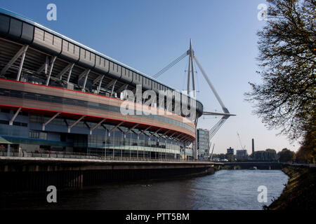 Cardiff, Wales. 10. Oktober, 2018. "Das Fürstentum Wales Stadion vor der bevorstehenden Länderspiel gegen Spanien. Quelle: Lewis Mitchell/Alamy leben Nachrichten Stockfoto