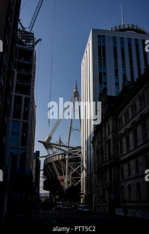 Cardiff, Wales. 10. Oktober, 2018. "Das Fürstentum Wales Stadion vor der bevorstehenden Länderspiel gegen Spanien. Quelle: Lewis Mitchell/Alamy leben Nachrichten Stockfoto