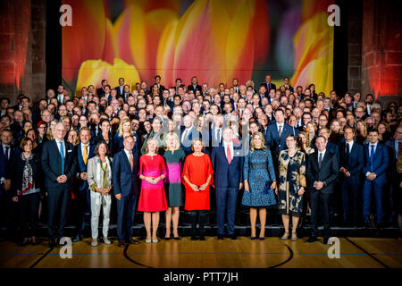 MAINZ - Koning Willem-Alexander en koningin Maxima zijn aanwezig bij het Handel Abendessen tijdens een Duitse deelstaten werkbezoek aan de France en Saarland. ANP ROYAL BILDER ** NIEDERLANDE NUR ** | Stockfoto