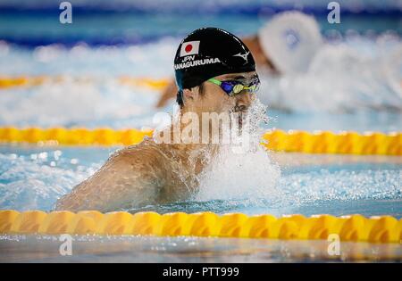 Buenos Aires, Argentinien. 10 Okt, 2018. Die japanische Yu HANAGURUMA beim Schwimmen Test der 200 m Brust der Buenos Aires Youth Olympic Games 2018, an der Schwimmhalle der Olympischen Park in Buenos Aires, Argentinien. Credit: Marcelo Machado de Melo/FotoArena/Alamy leben Nachrichten Stockfoto