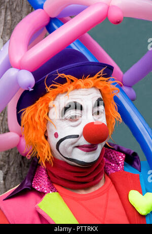 Clown am jährlichen Las Fallas Festival in Valencia, Spanien. Stockfoto