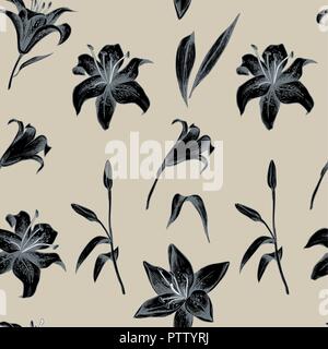 Vektor nahtlose Muster von Lilly Blume. Hand Vector Illustration gezeichnet Stock Vektor