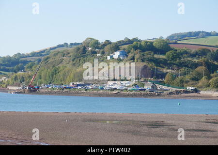 Werft am Fluss Teign Mündung Stockfoto