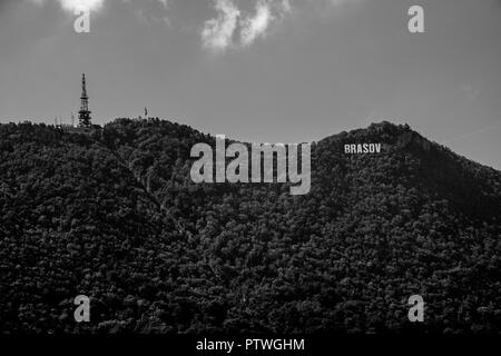 Brasov auf dem Berg Tampa in Brasov, Rumänien. Stockfoto