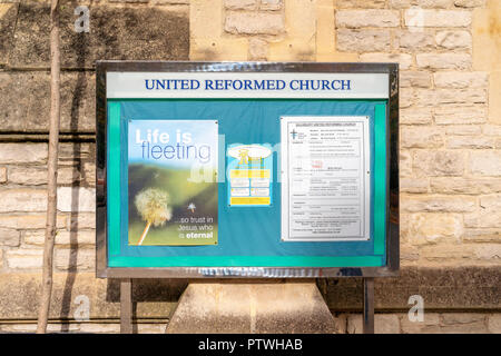 Vereinigte Reformierte Kirche Notice Board Stockfoto