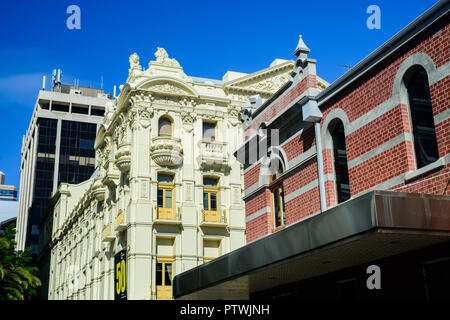 His Majesty's Theatre und andere Gebäude, Ecke Hay Street King Street, Perth CBD, Western Australia Stockfoto