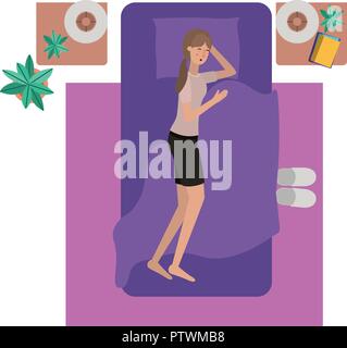 Junge Frau im Bett avatar Charakter Stock Vektor